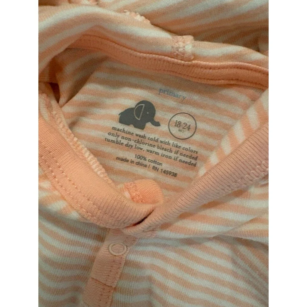 Primary Striped Hooded Rompers, size 18-24 months